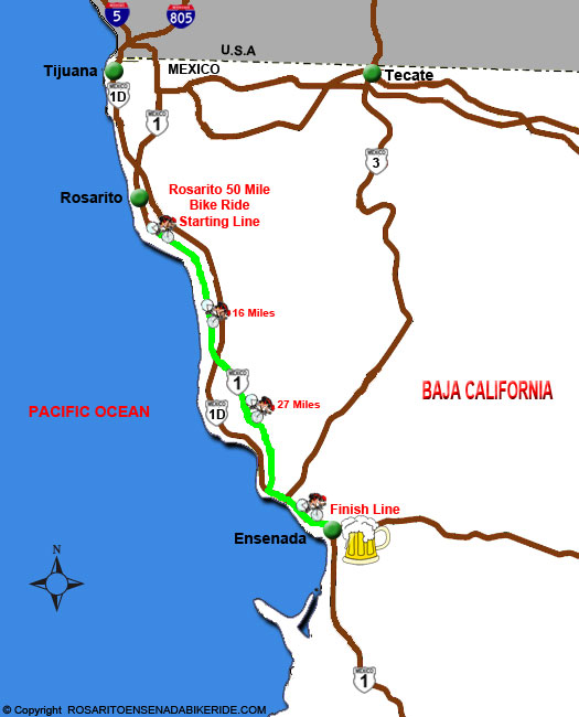 Rosarito Ensenada Bike Ride Course Map